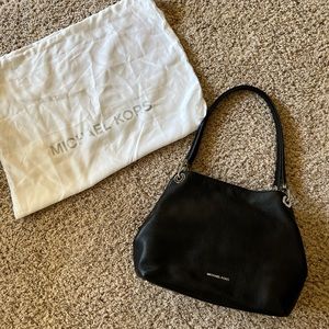 Michael Kors Raven Large Black Leather Shoulder Bag